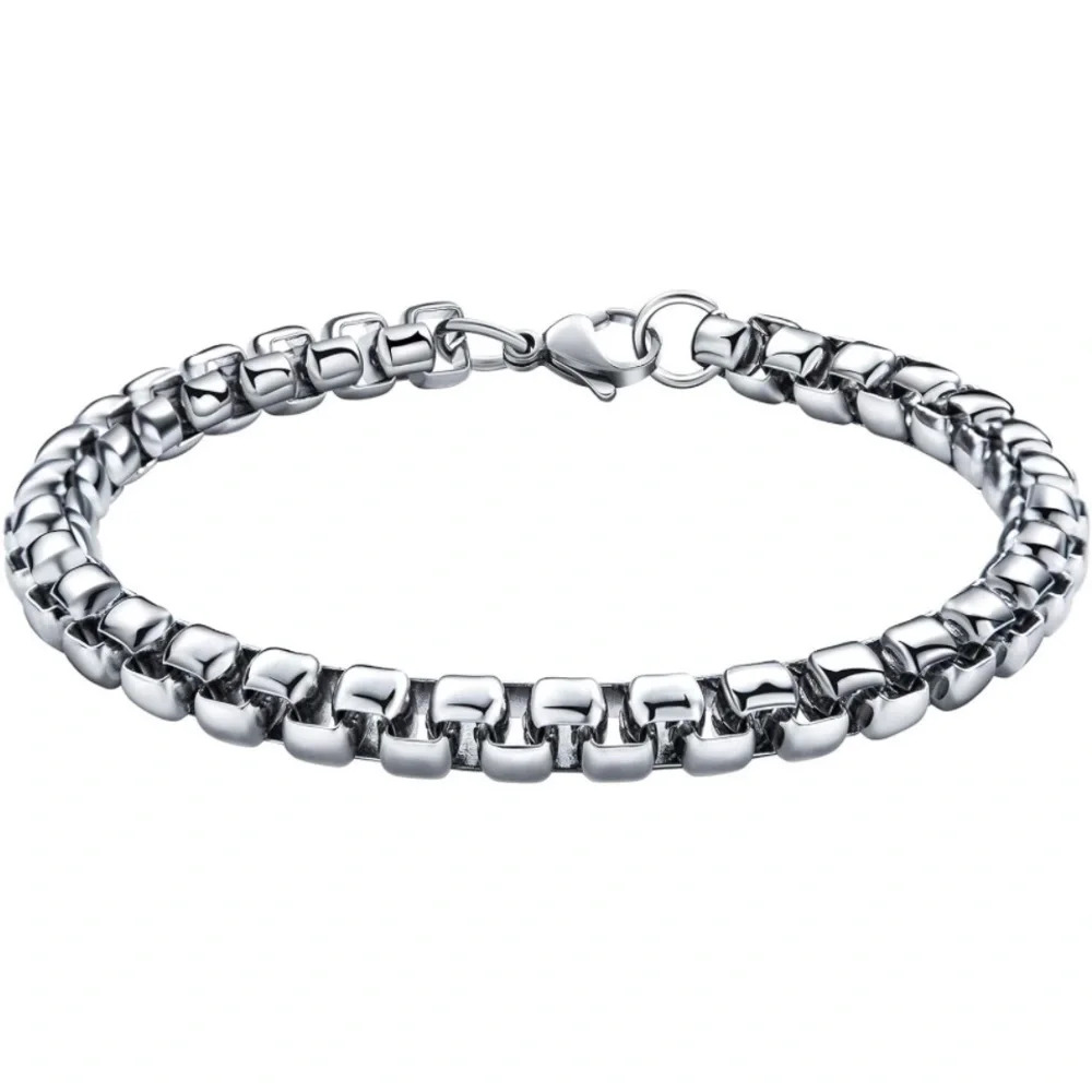 7mm Square Rolo Stainless Steel Bracelet for Men & Women - Picture 2 of 8